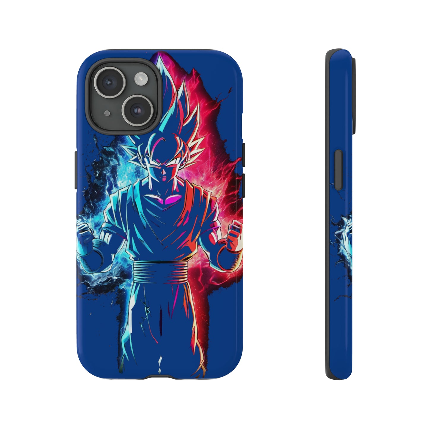 FANMADE Dragon Ball Z Goku Red/Blue Flame Phone Case [BLUE VERSION] (iPhone, Google Pixel, Samsung)