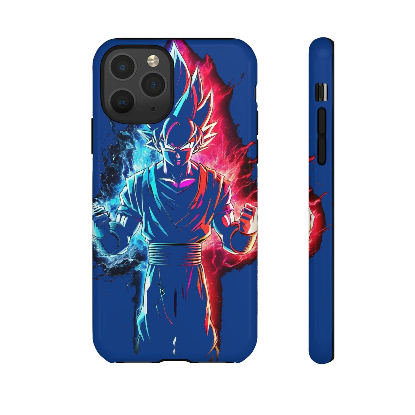 FANMADE Dragon Ball Z Goku Red/Blue Flame Phone Case [BLUE VERSION] (iPhone, Google Pixel, Samsung)