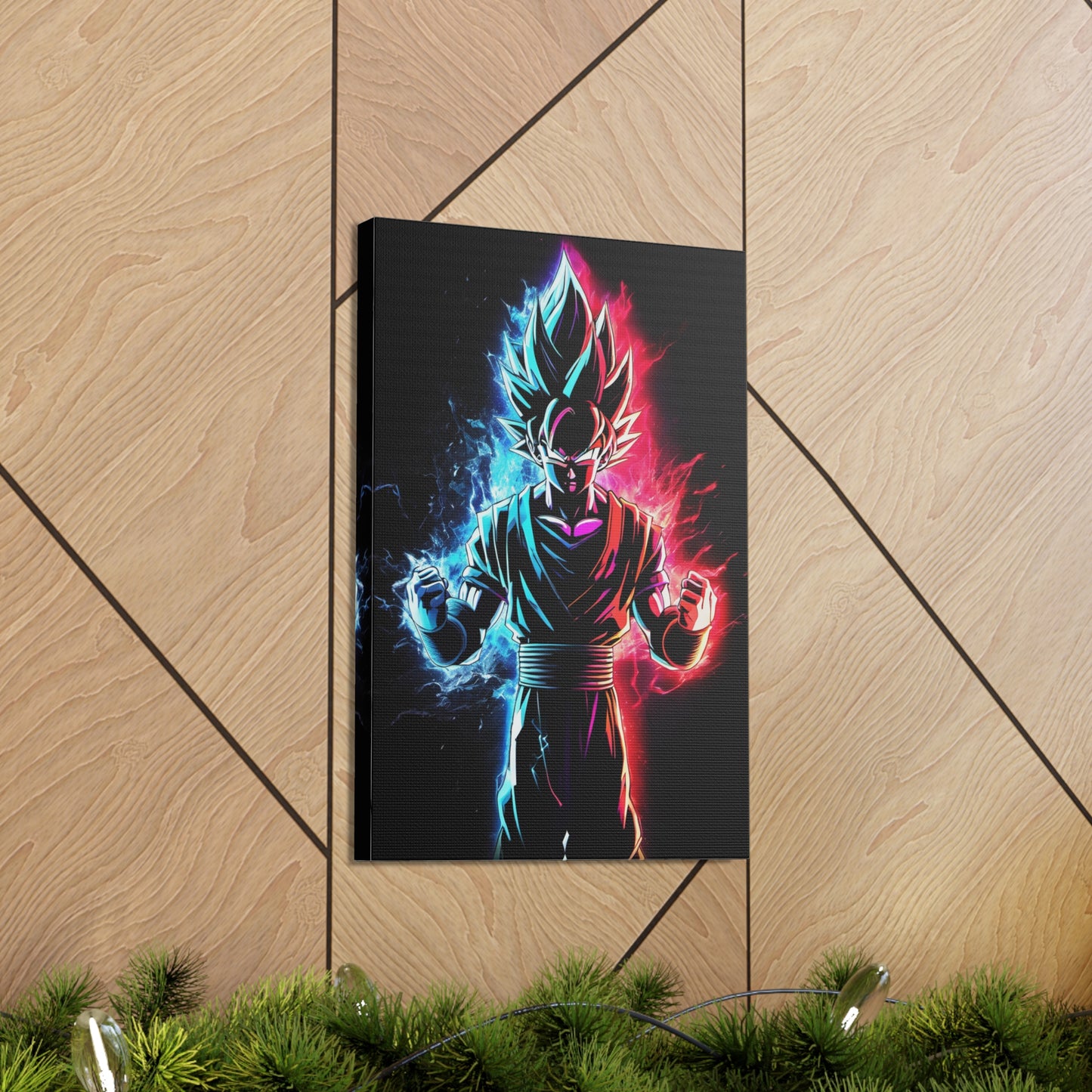 FANMADE Dragon Ball Z Goku Red/Blue Flame Canvas