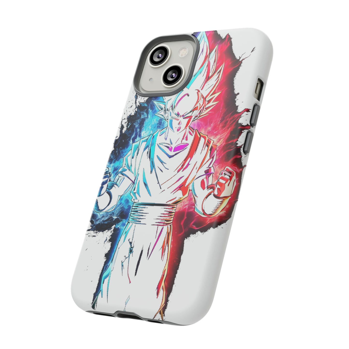 FANMADE Dragon Ball Z Goku Red/Blue Flame Phone Case [WHITE VERSION] (iPhone, Google Pixel, Samsung)