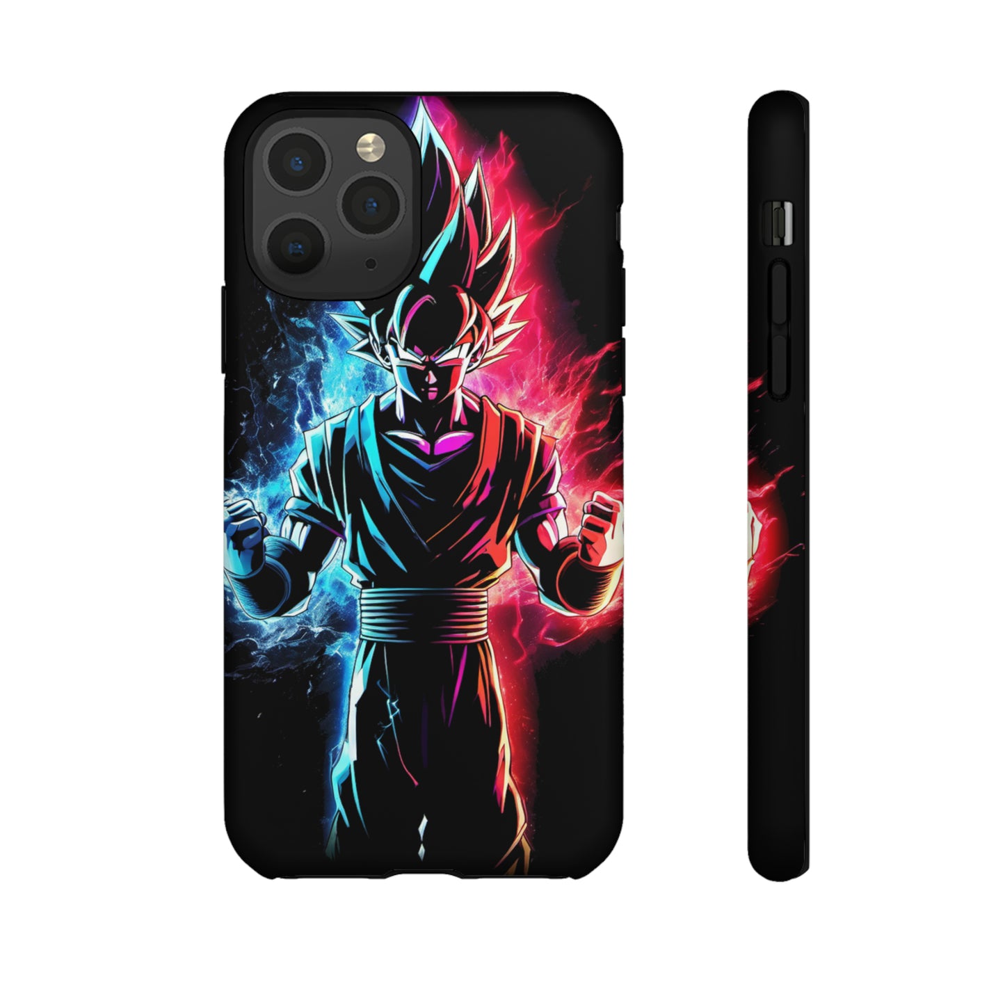 FANMADE Dragon Ball Z Goku Red/Blue Flame Phone Case [BLACK VERSION] (iPhone, Google Pixel, Samsung)