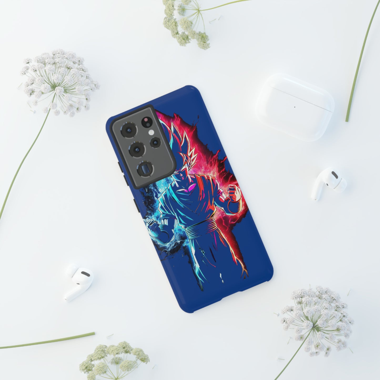 FANMADE Dragon Ball Z Goku Red/Blue Flame Phone Case [BLUE VERSION] (iPhone, Google Pixel, Samsung)