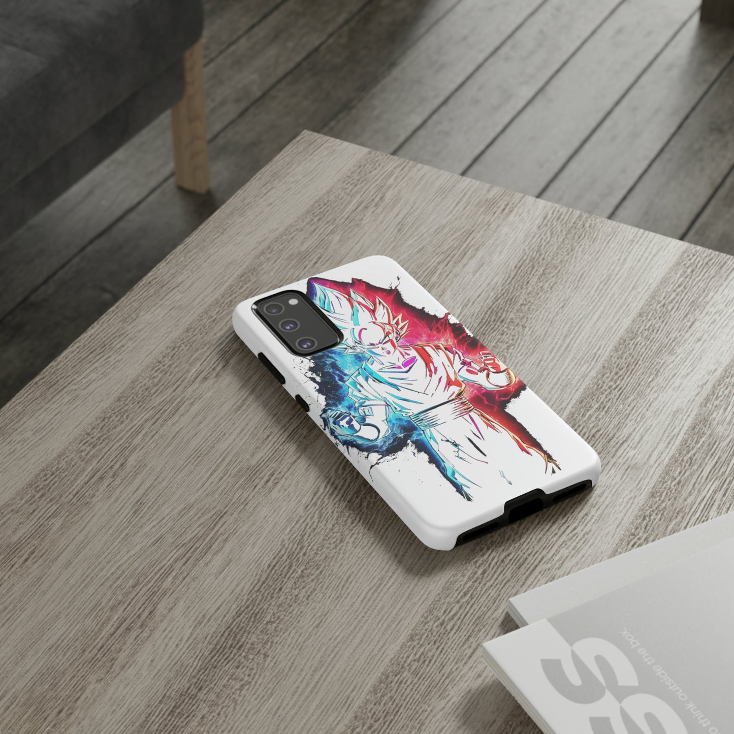 FANMADE Dragon Ball Z Goku Red/Blue Flame Phone Case [WHITE VERSION] (iPhone, Google Pixel, Samsung)