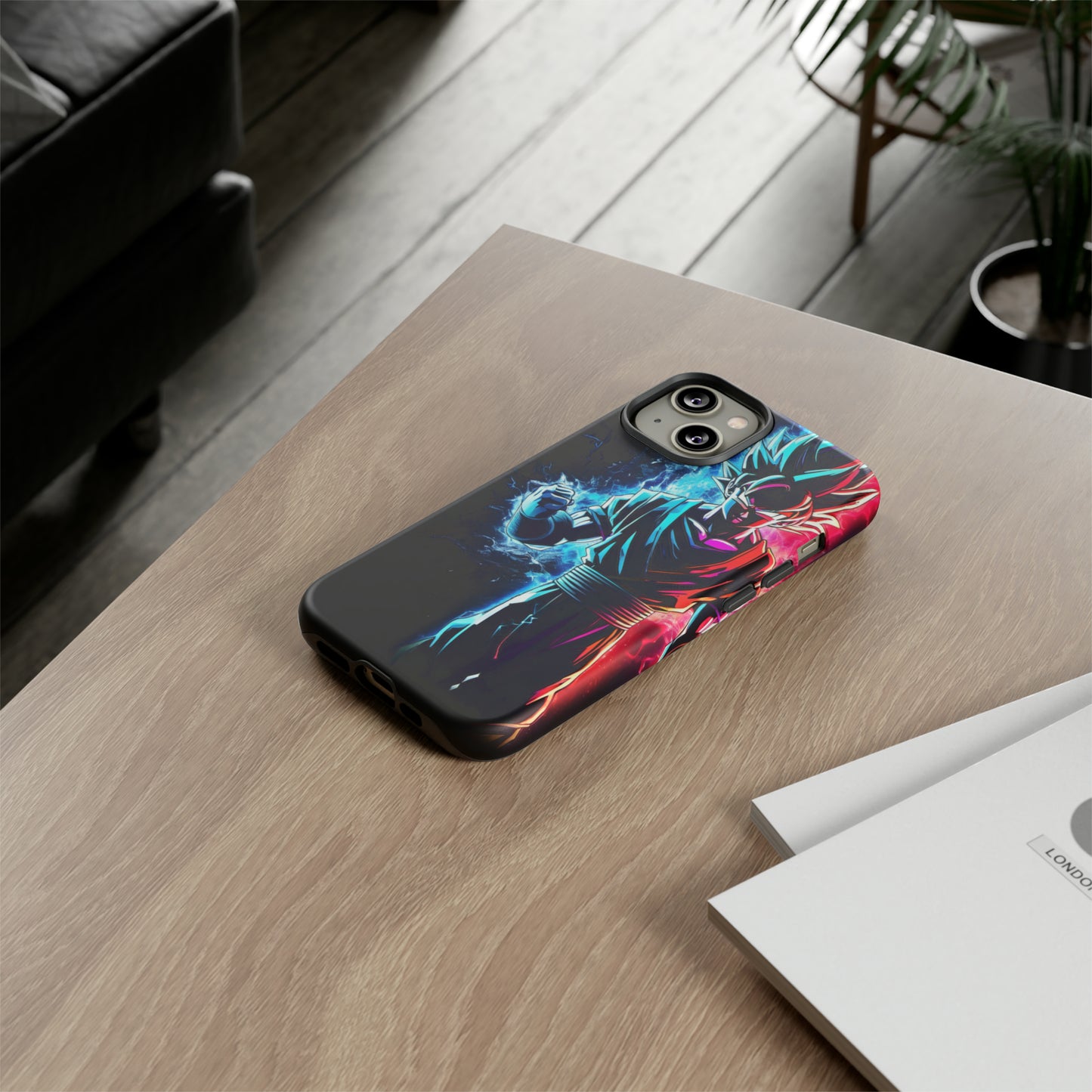 FANMADE Dragon Ball Z Goku Red/Blue Flame Phone Case [BLACK VERSION 2] (iPhone, Samsung)