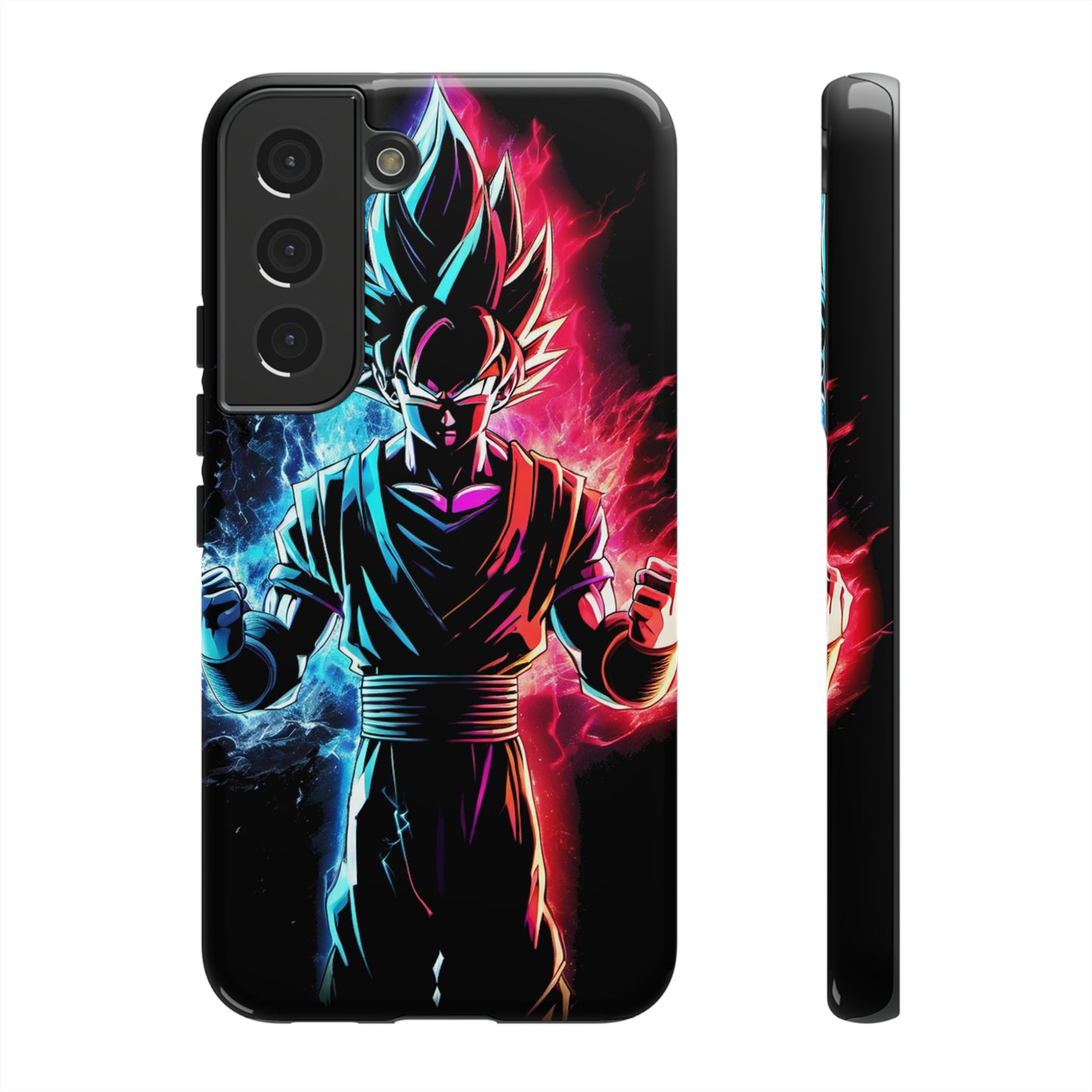 FANMADE Dragon Ball Z Goku Red/Blue Flame Phone Case [BLACK VERSION] (iPhone, Google Pixel, Samsung)