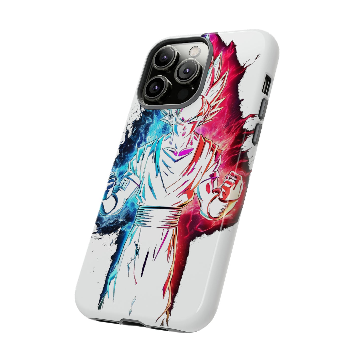 FANMADE Dragon Ball Z Goku Red/Blue Flame Phone Case [WHITE VERSION] (iPhone, Google Pixel, Samsung)