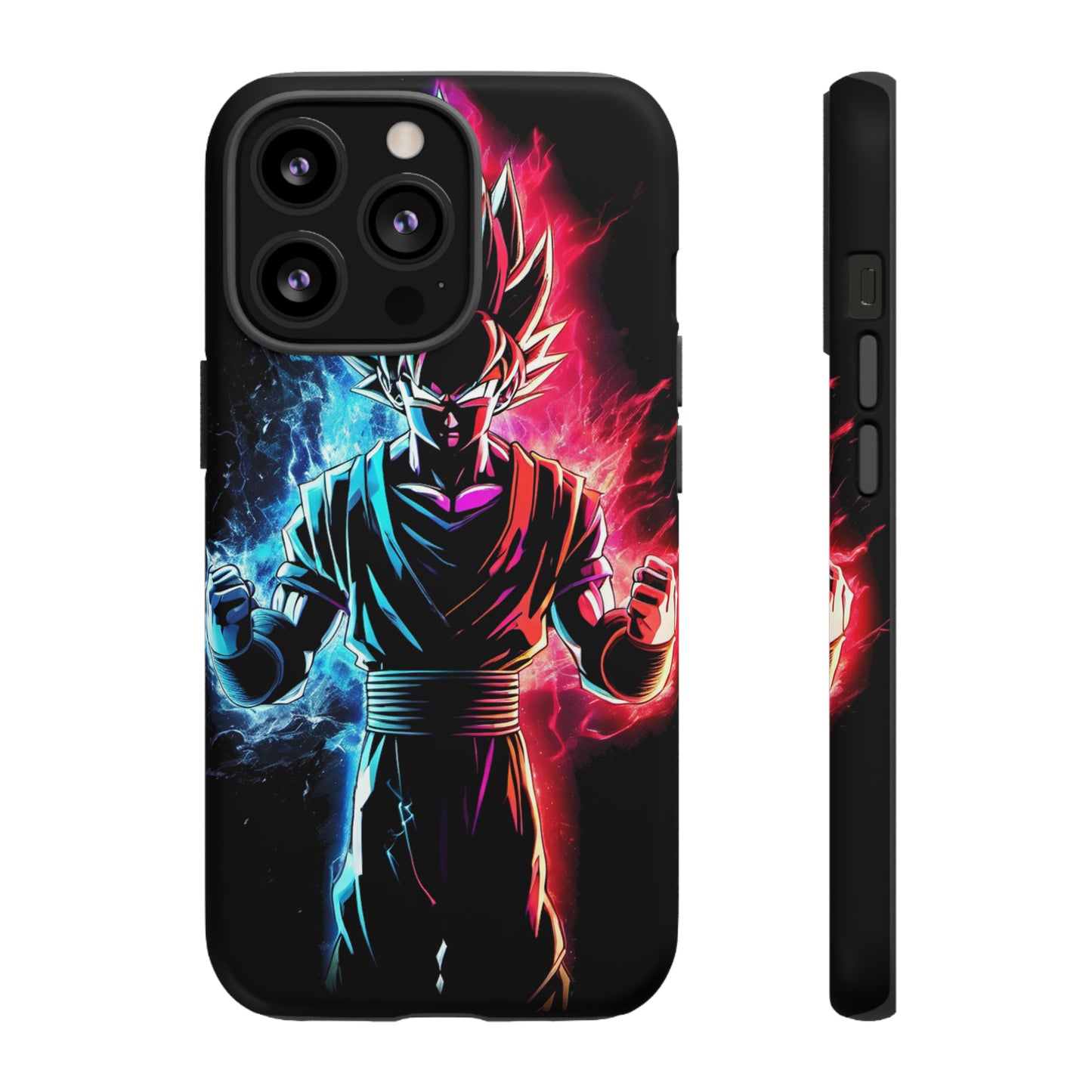 FANMADE Dragon Ball Z Goku Red/Blue Flame Phone Case [BLACK VERSION] (iPhone, Google Pixel, Samsung)