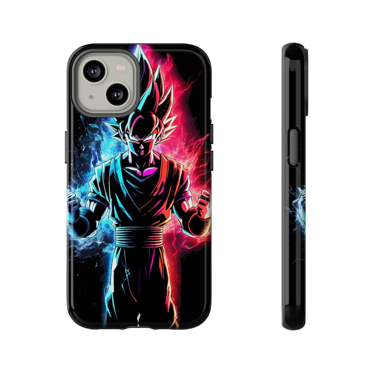 FANMADE Dragon Ball Z Goku Red/Blue Flame Phone Case [BLACK VERSION] (iPhone, Google Pixel, Samsung)