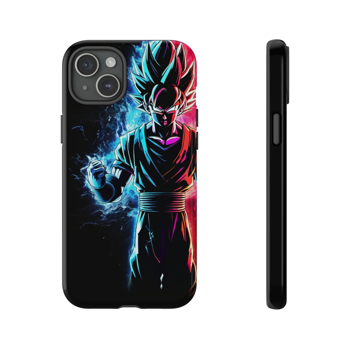 FANMADE Dragon Ball Z Goku Red/Blue Flame Phone Case [BLACK VERSION 2] (iPhone, Samsung)