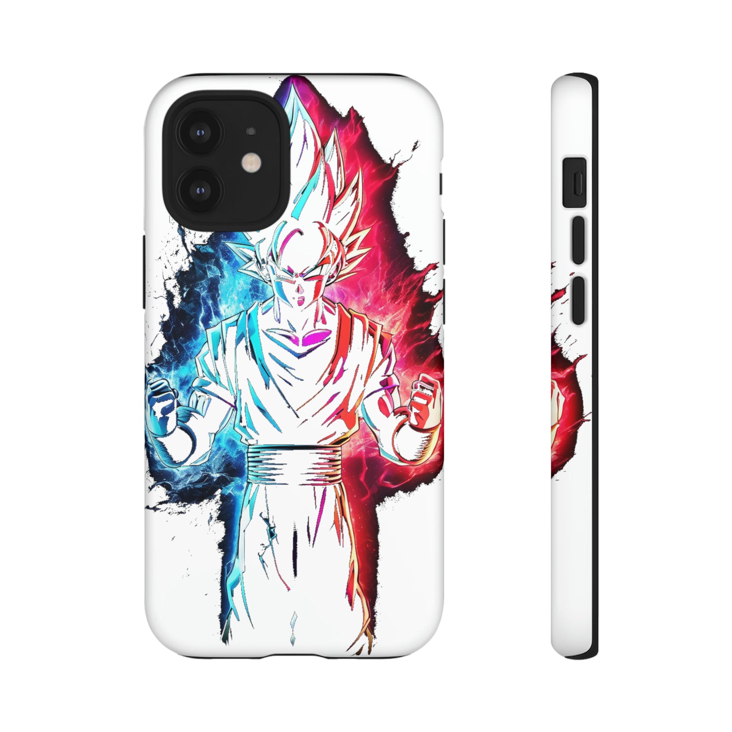 FANMADE Dragon Ball Z Goku Red/Blue Flame Phone Case [WHITE VERSION] (iPhone, Google Pixel, Samsung)