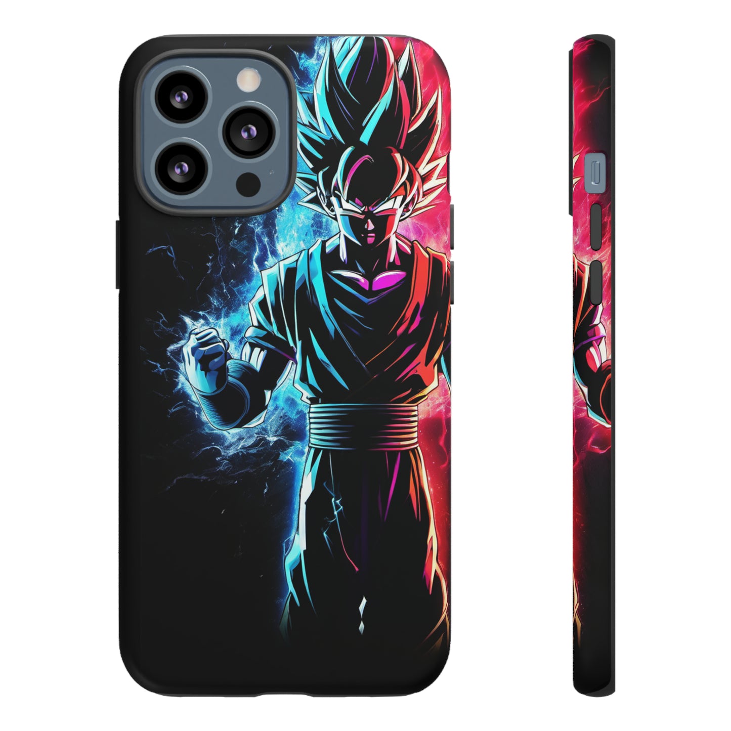 FANMADE Dragon Ball Z Goku Red/Blue Flame Phone Case [BLACK VERSION 2] (iPhone, Samsung)