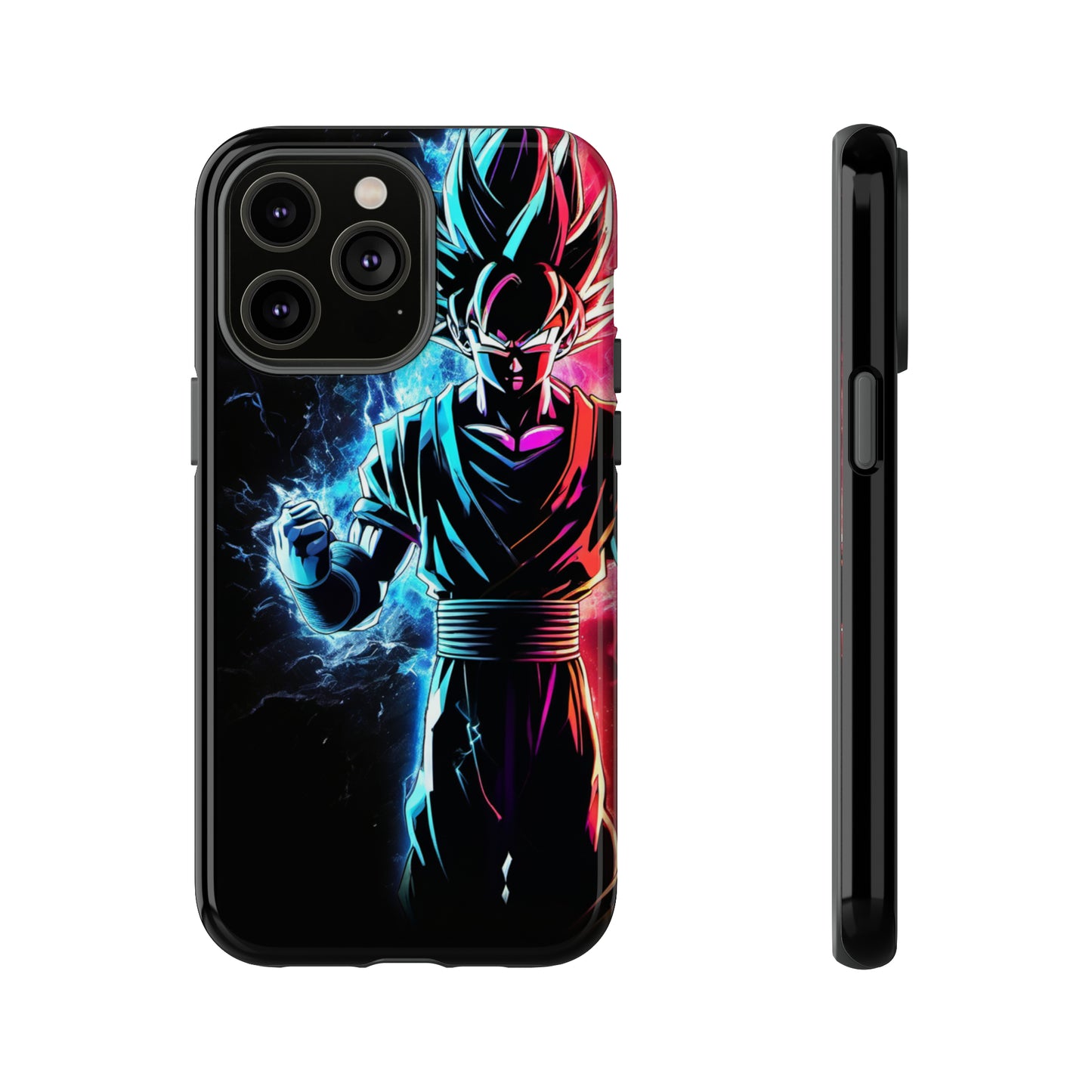 FANMADE Dragon Ball Z Goku Red/Blue Flame Phone Case [BLACK VERSION 2] (iPhone, Samsung)