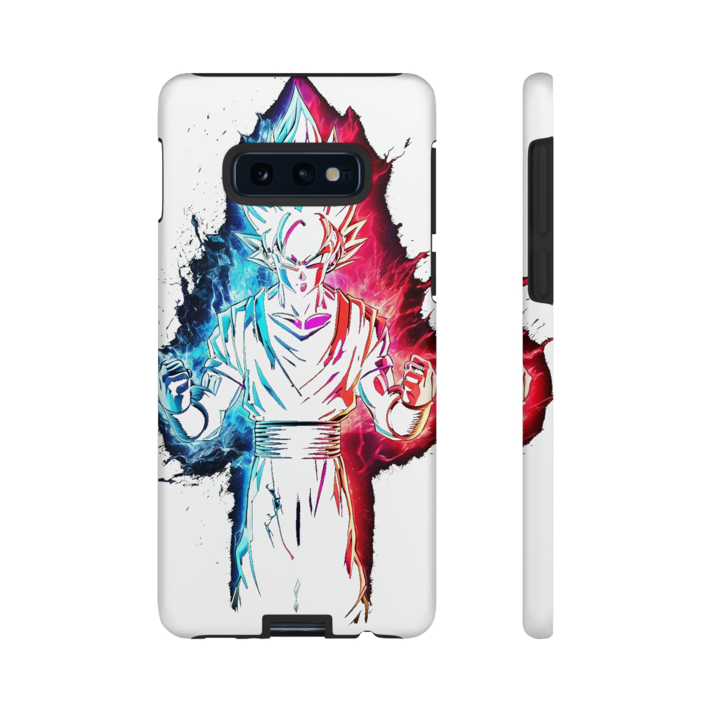 FANMADE Dragon Ball Z Goku Red/Blue Flame Phone Case [WHITE VERSION] (iPhone, Google Pixel, Samsung)