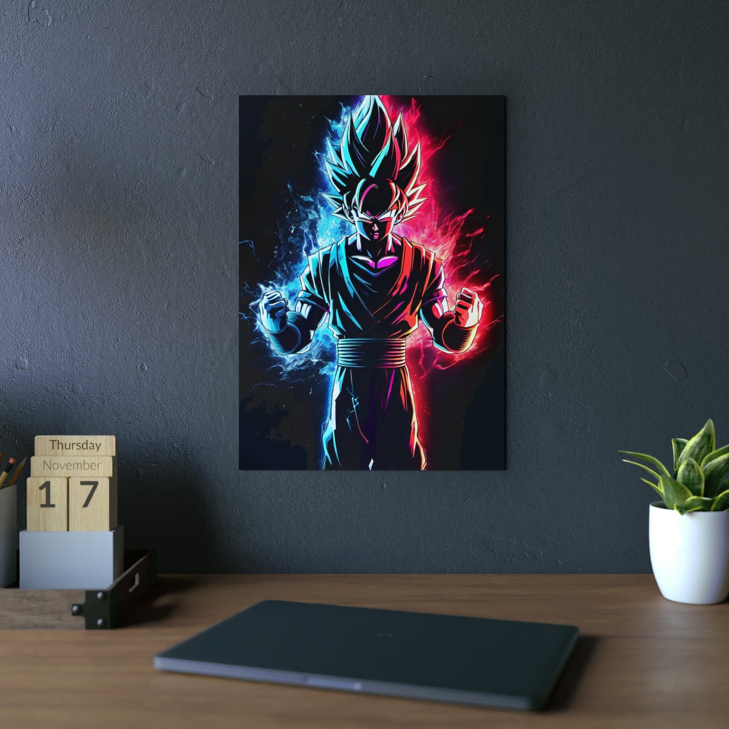 FANMADE Dragon Ball Z Goku Red/Blue Flame Aluminum Composite Panel