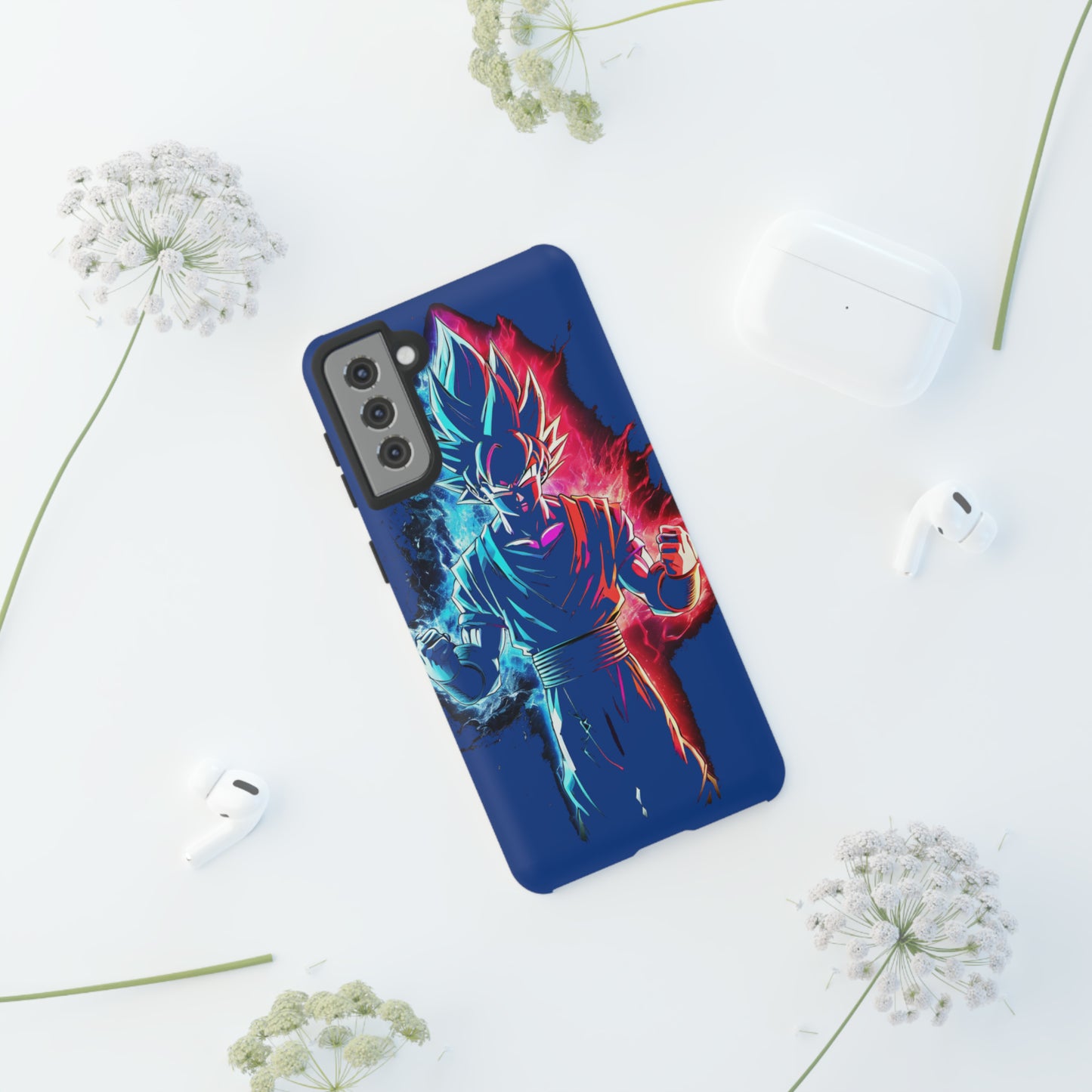 FANMADE Dragon Ball Z Goku Red/Blue Flame Phone Case [BLUE VERSION] (iPhone, Google Pixel, Samsung)