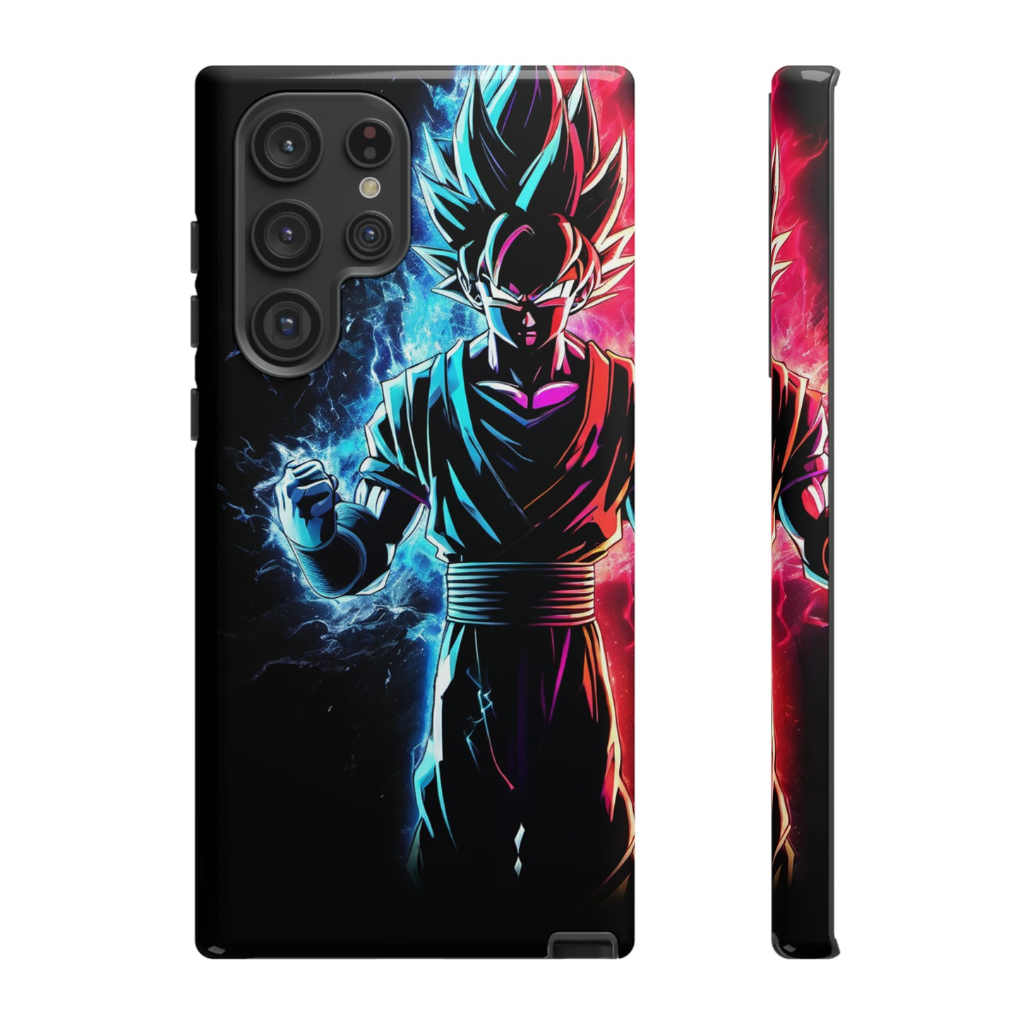 FANMADE Dragon Ball Z Goku Red/Blue Flame Phone Case [BLACK VERSION 2] (iPhone, Samsung)