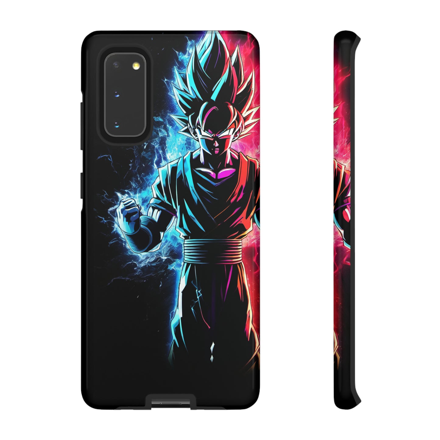 FANMADE Dragon Ball Z Goku Red/Blue Flame Phone Case [BLACK VERSION 2] (iPhone, Samsung)