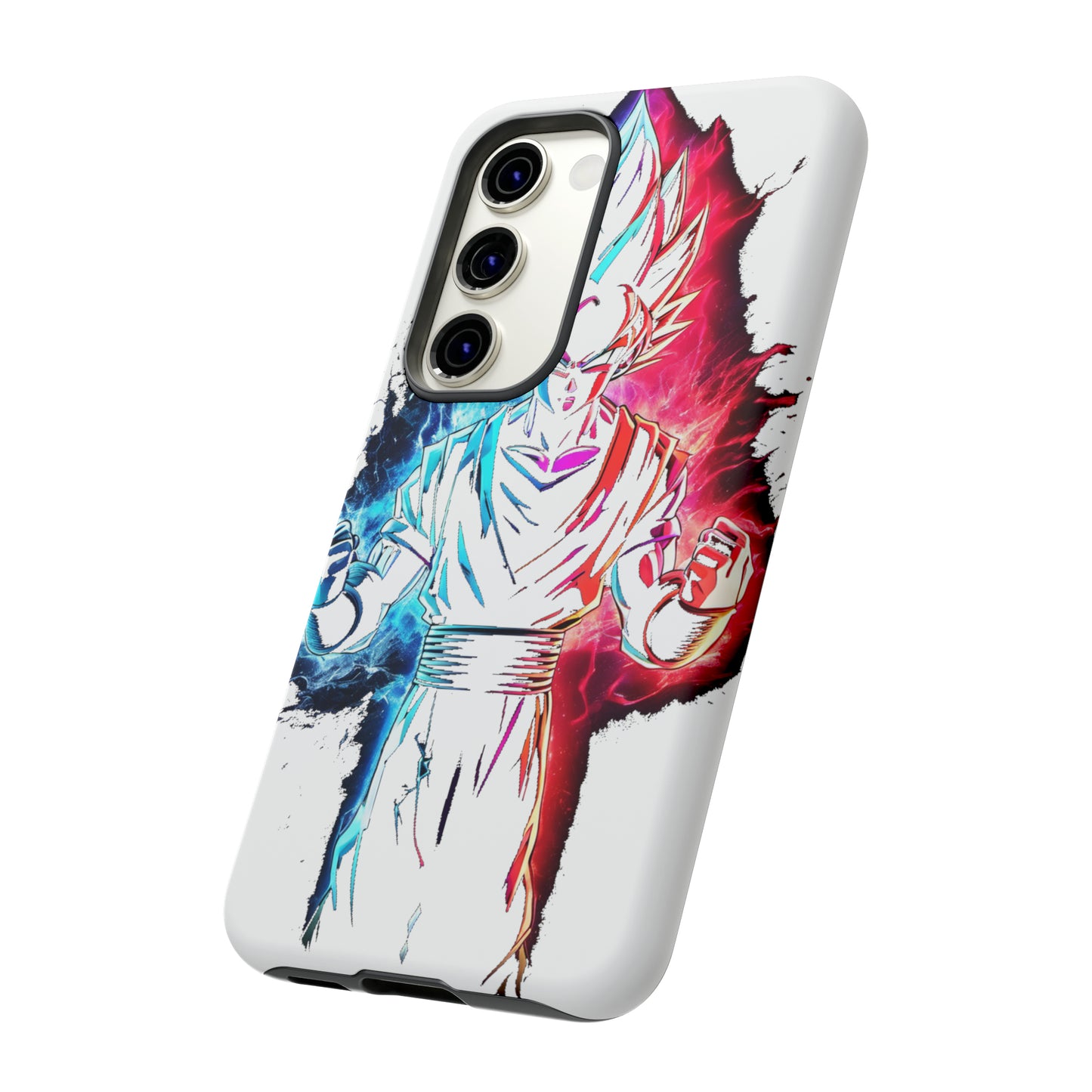 FANMADE Dragon Ball Z Goku Red/Blue Flame Phone Case [WHITE VERSION] (iPhone, Google Pixel, Samsung)