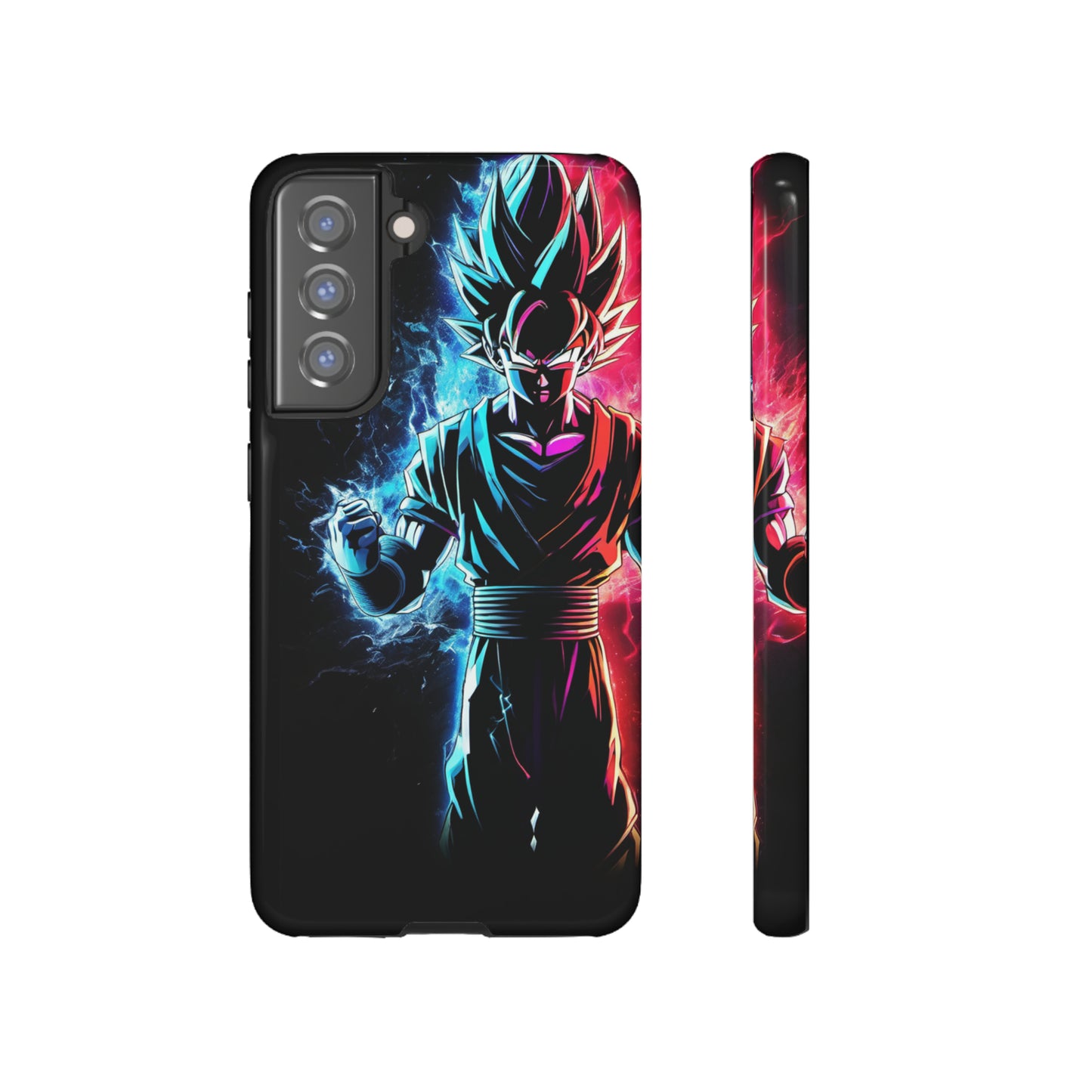 FANMADE Dragon Ball Z Goku Red/Blue Flame Phone Case [BLACK VERSION 2] (iPhone, Samsung)