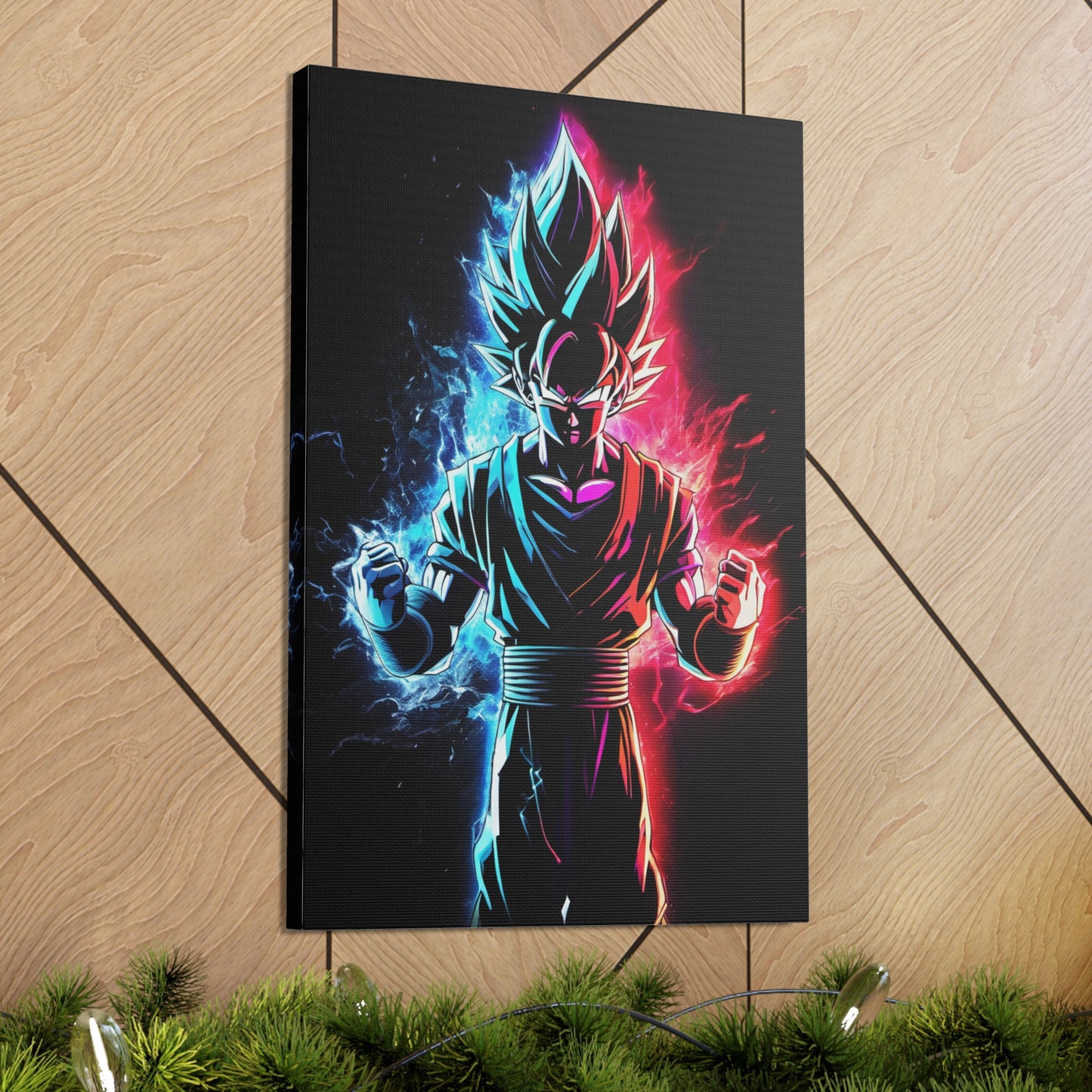 FANMADE Dragon Ball Z Goku Red/Blue Flame Canvas