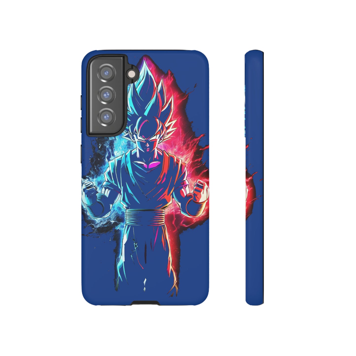 FANMADE Dragon Ball Z Goku Red/Blue Flame Phone Case [BLUE VERSION] (iPhone, Google Pixel, Samsung)