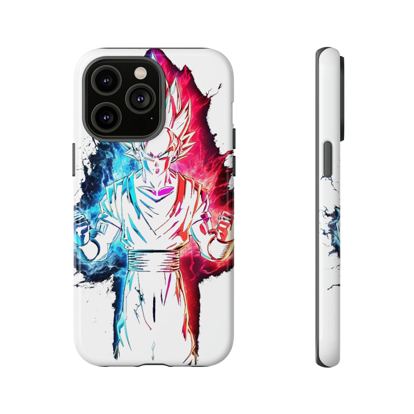 FANMADE Dragon Ball Z Goku Red/Blue Flame Phone Case [WHITE VERSION] (iPhone, Google Pixel, Samsung)