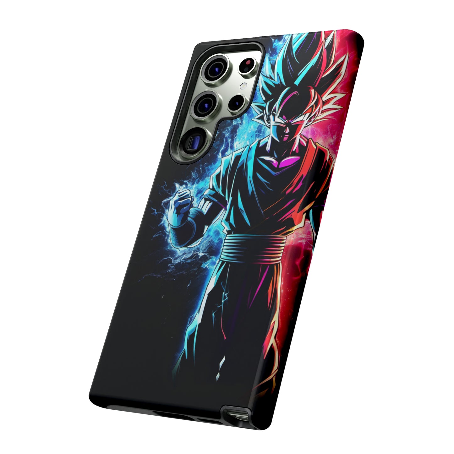 FANMADE Dragon Ball Z Goku Red/Blue Flame Phone Case [BLACK VERSION 2] (iPhone, Samsung)