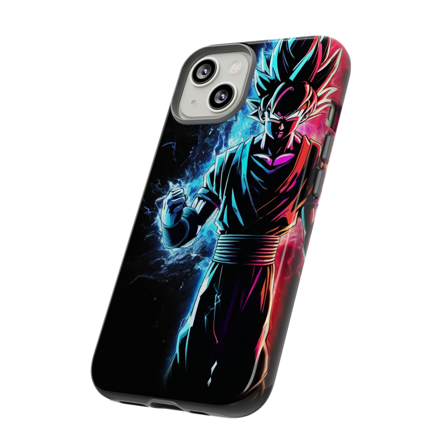 FANMADE Dragon Ball Z Goku Red/Blue Flame Phone Case [BLACK VERSION 2] (iPhone, Samsung)