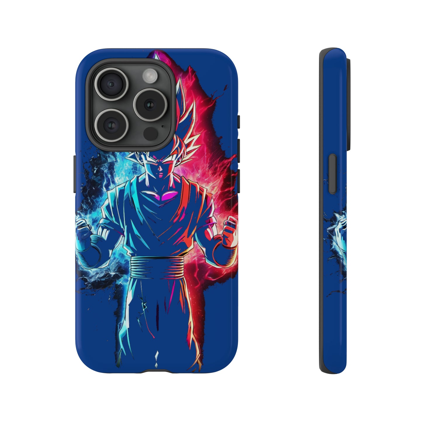 FANMADE Dragon Ball Z Goku Red/Blue Flame Phone Case [BLUE VERSION] (iPhone, Google Pixel, Samsung)