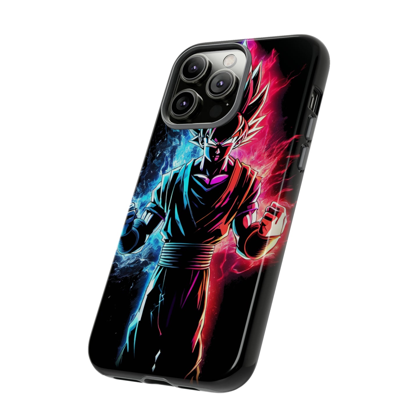 FANMADE Dragon Ball Z Goku Red/Blue Flame Phone Case [BLACK VERSION] (iPhone, Google Pixel, Samsung)