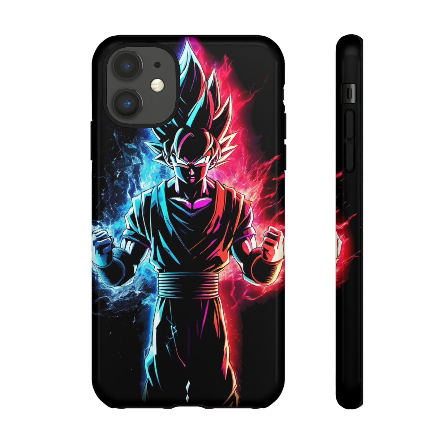 FANMADE Dragon Ball Z Goku Red/Blue Flame Phone Case [BLACK VERSION] (iPhone, Google Pixel, Samsung)