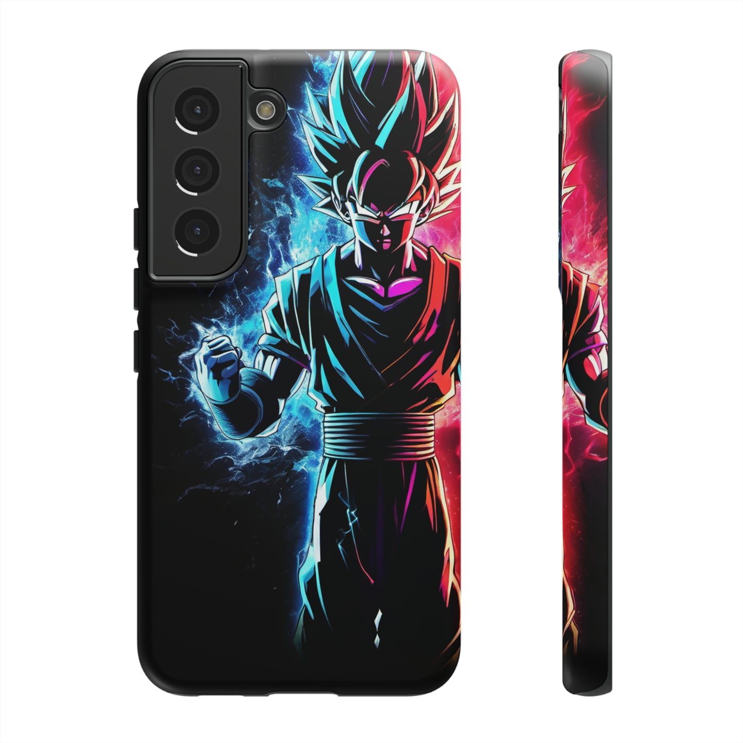 FANMADE Dragon Ball Z Goku Red/Blue Flame Phone Case [BLACK VERSION 2] (iPhone, Samsung)