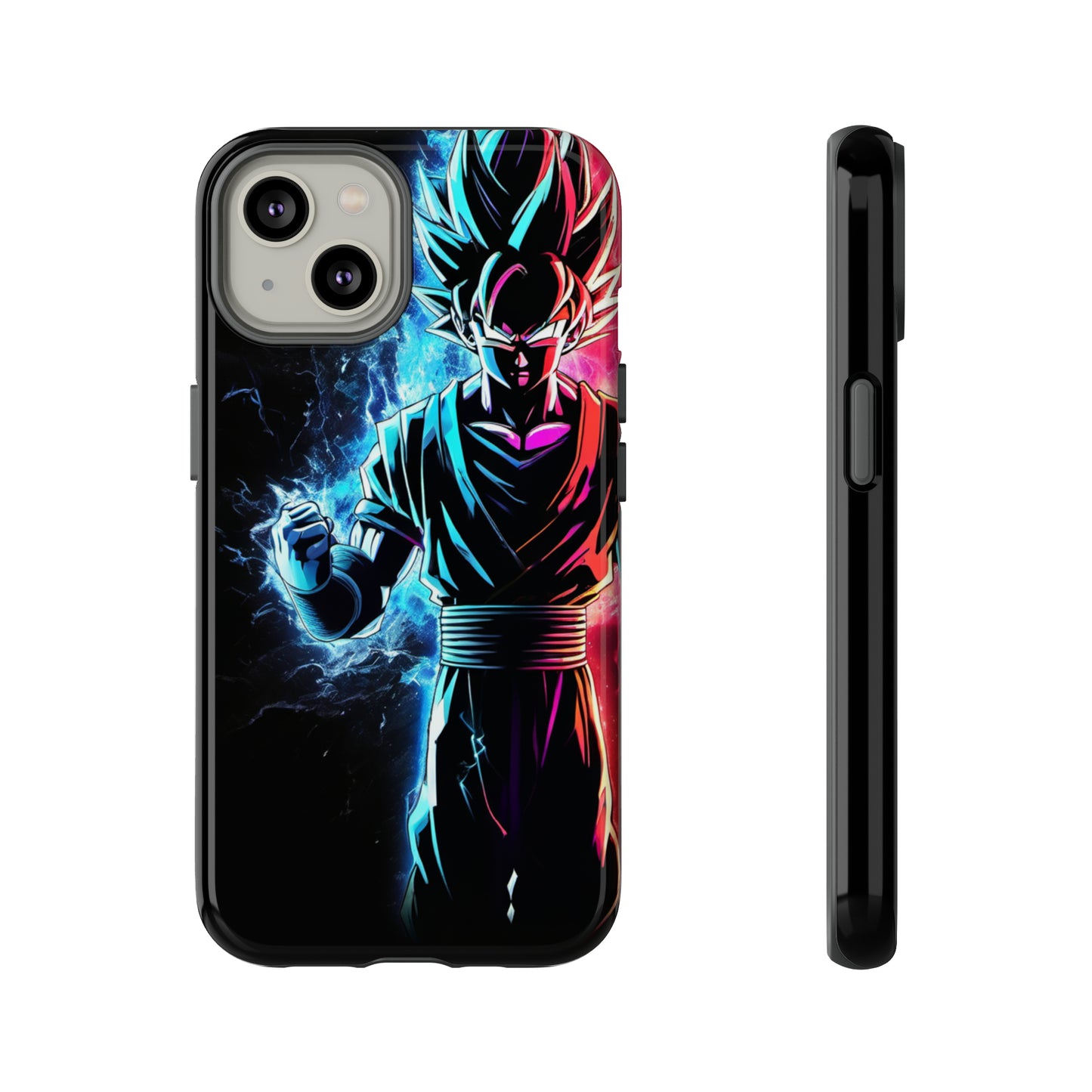 FANMADE Dragon Ball Z Goku Red/Blue Flame Phone Case [BLACK VERSION 2] (iPhone, Samsung)