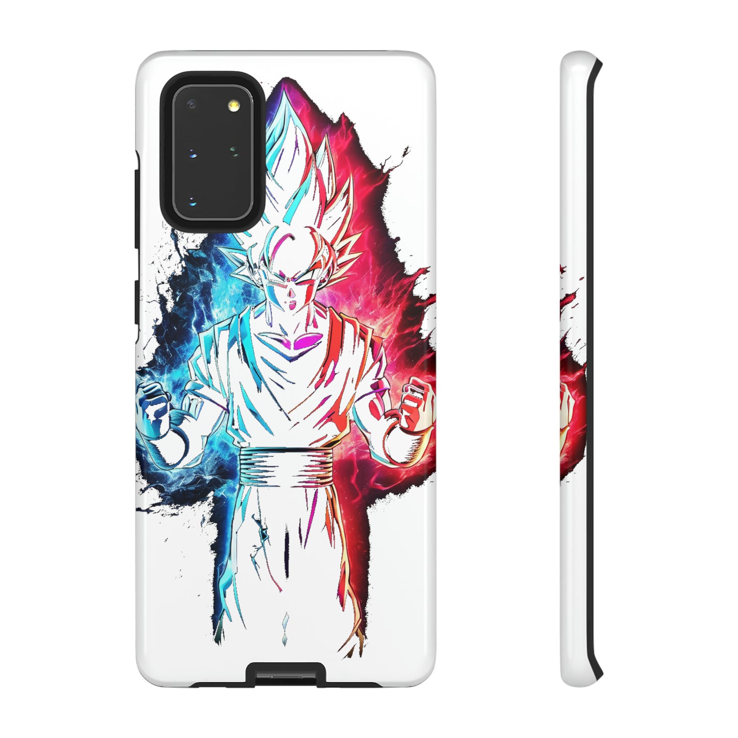 FANMADE Dragon Ball Z Goku Red/Blue Flame Phone Case [WHITE VERSION] (iPhone, Google Pixel, Samsung)