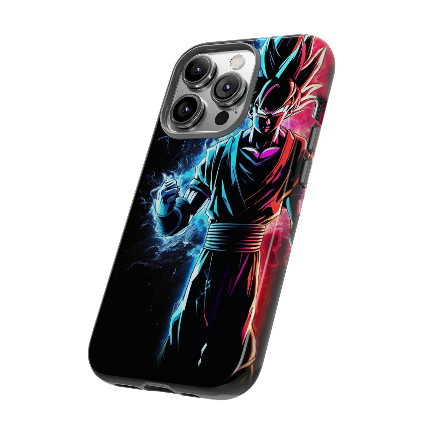 FANMADE Dragon Ball Z Goku Red/Blue Flame Phone Case [BLACK VERSION 2] (iPhone, Samsung)