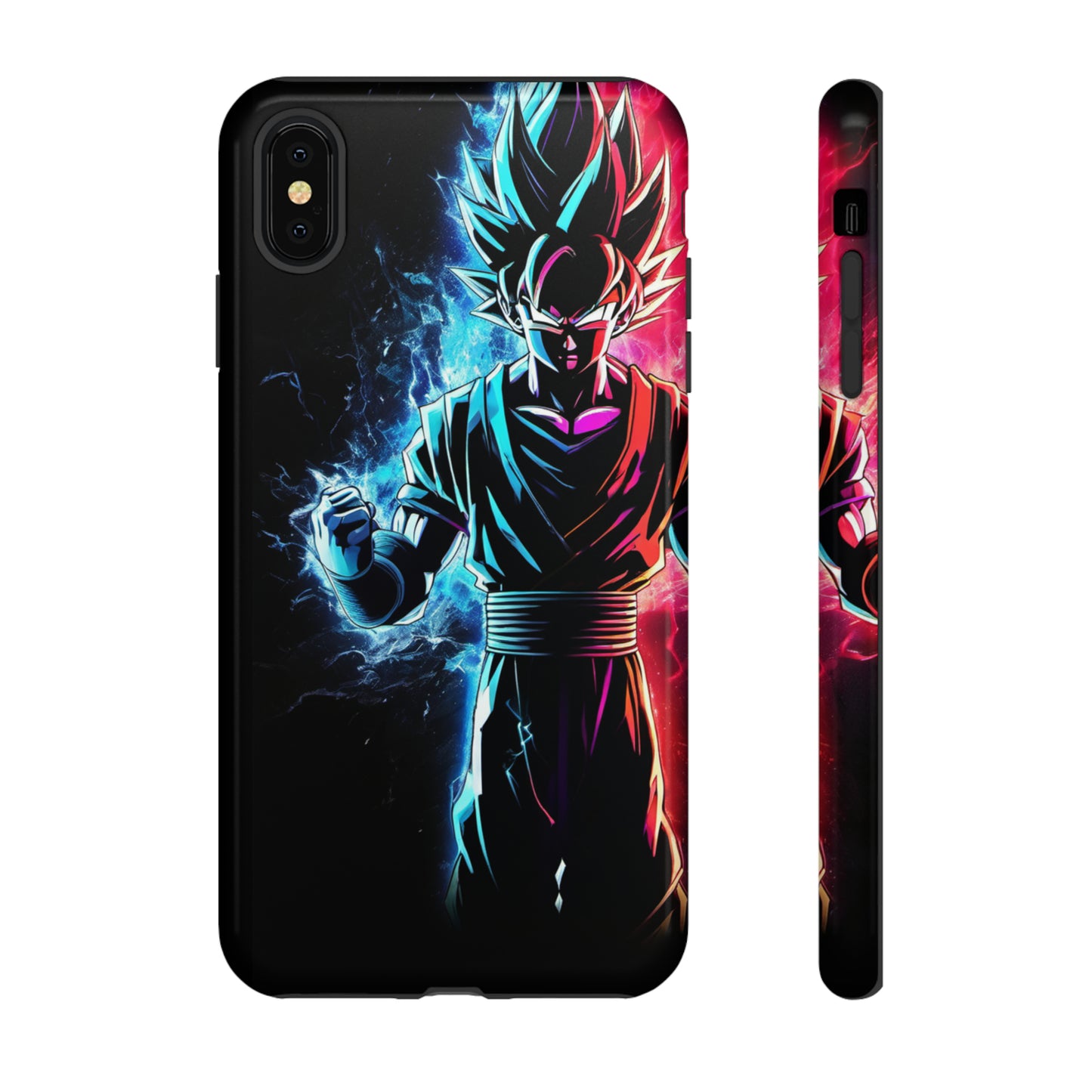 FANMADE Dragon Ball Z Goku Red/Blue Flame Phone Case [BLACK VERSION 2] (iPhone, Samsung)