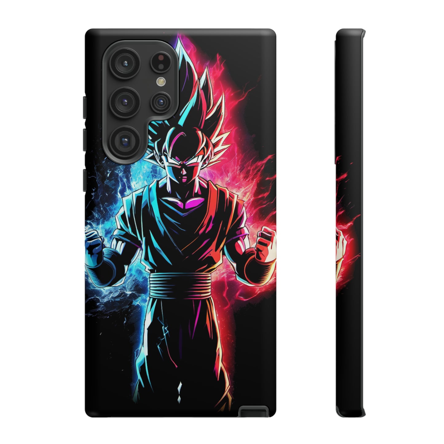 FANMADE Dragon Ball Z Goku Red/Blue Flame Phone Case [BLACK VERSION] (iPhone, Google Pixel, Samsung)