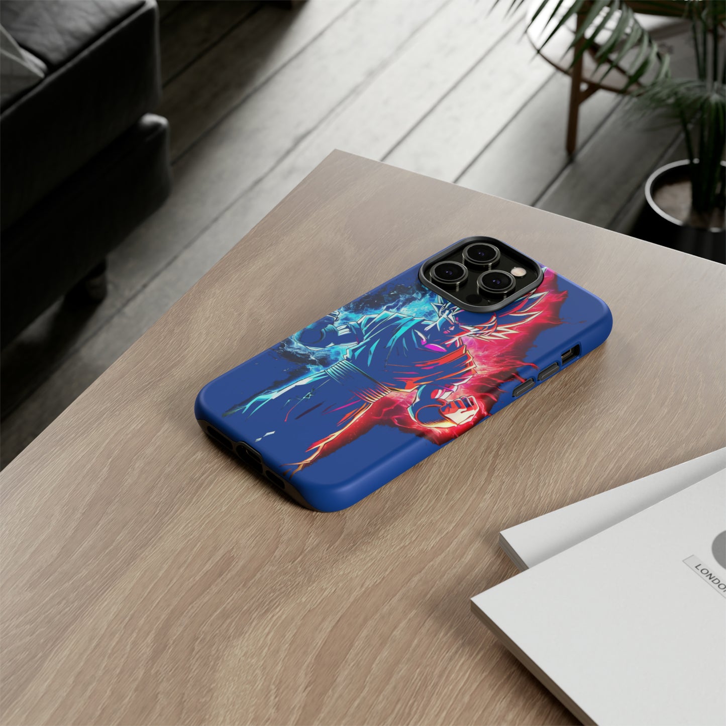 FANMADE Dragon Ball Z Goku Red/Blue Flame Phone Case [BLUE VERSION] (iPhone, Google Pixel, Samsung)