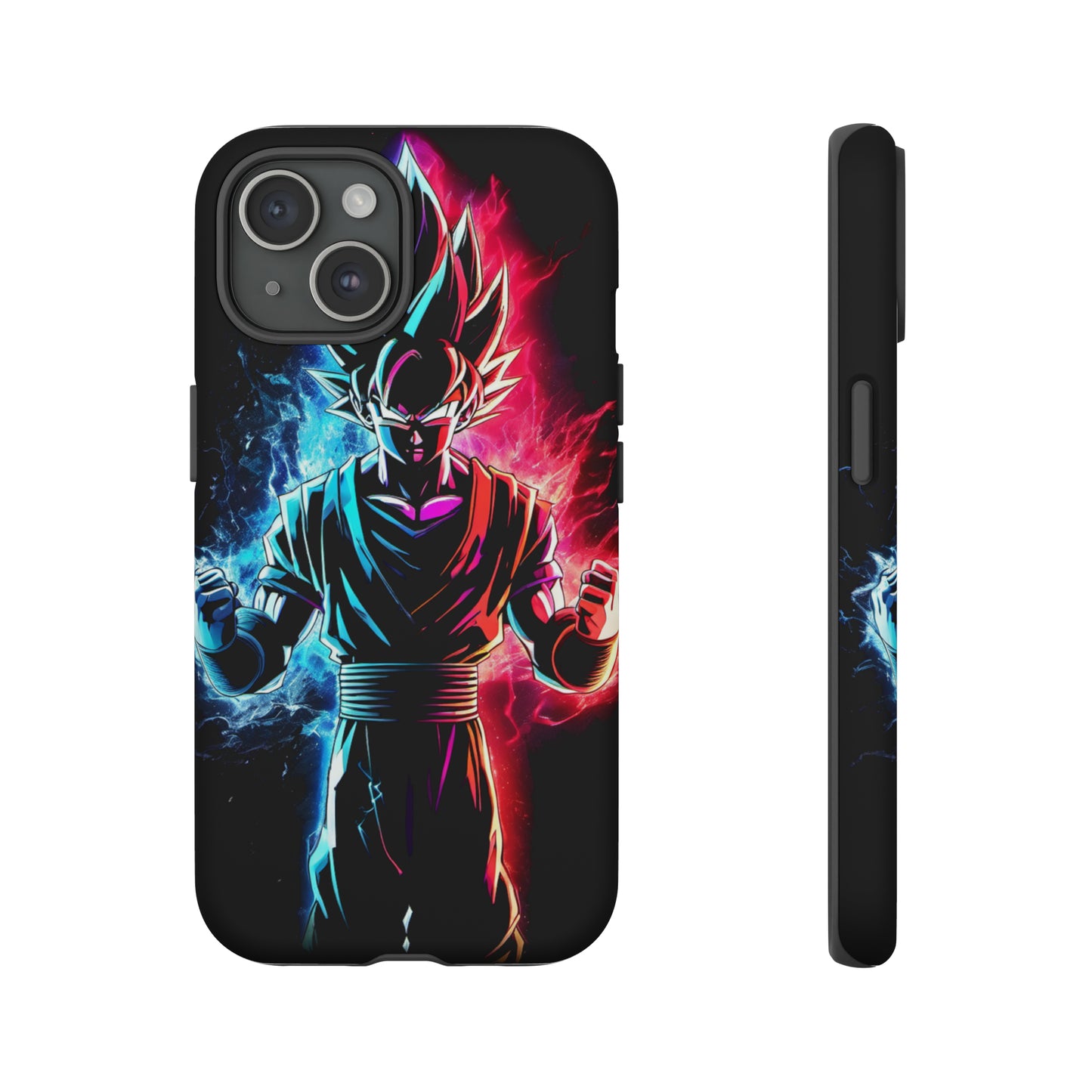 FANMADE Dragon Ball Z Goku Red/Blue Flame Phone Case [BLACK VERSION] (iPhone, Google Pixel, Samsung)