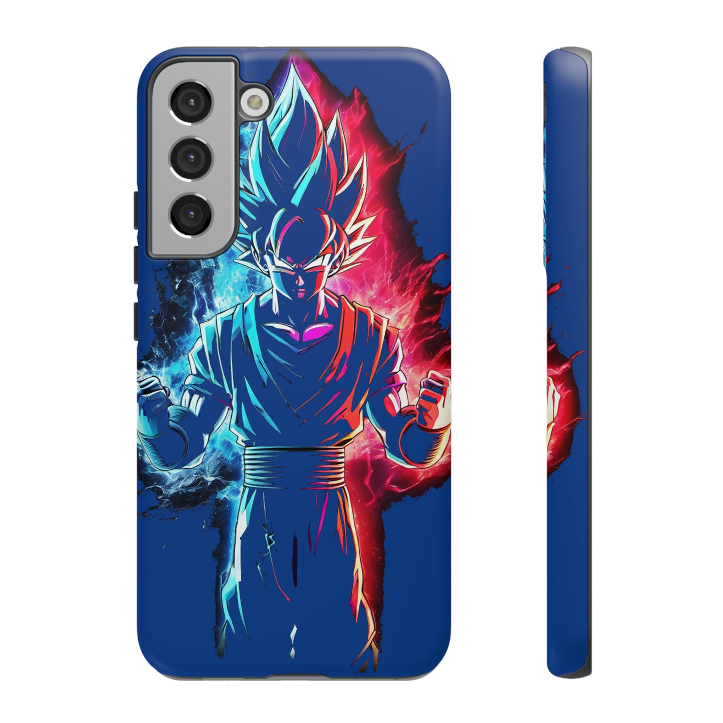 FANMADE Dragon Ball Z Goku Red/Blue Flame Phone Case [BLUE VERSION] (iPhone, Google Pixel, Samsung)