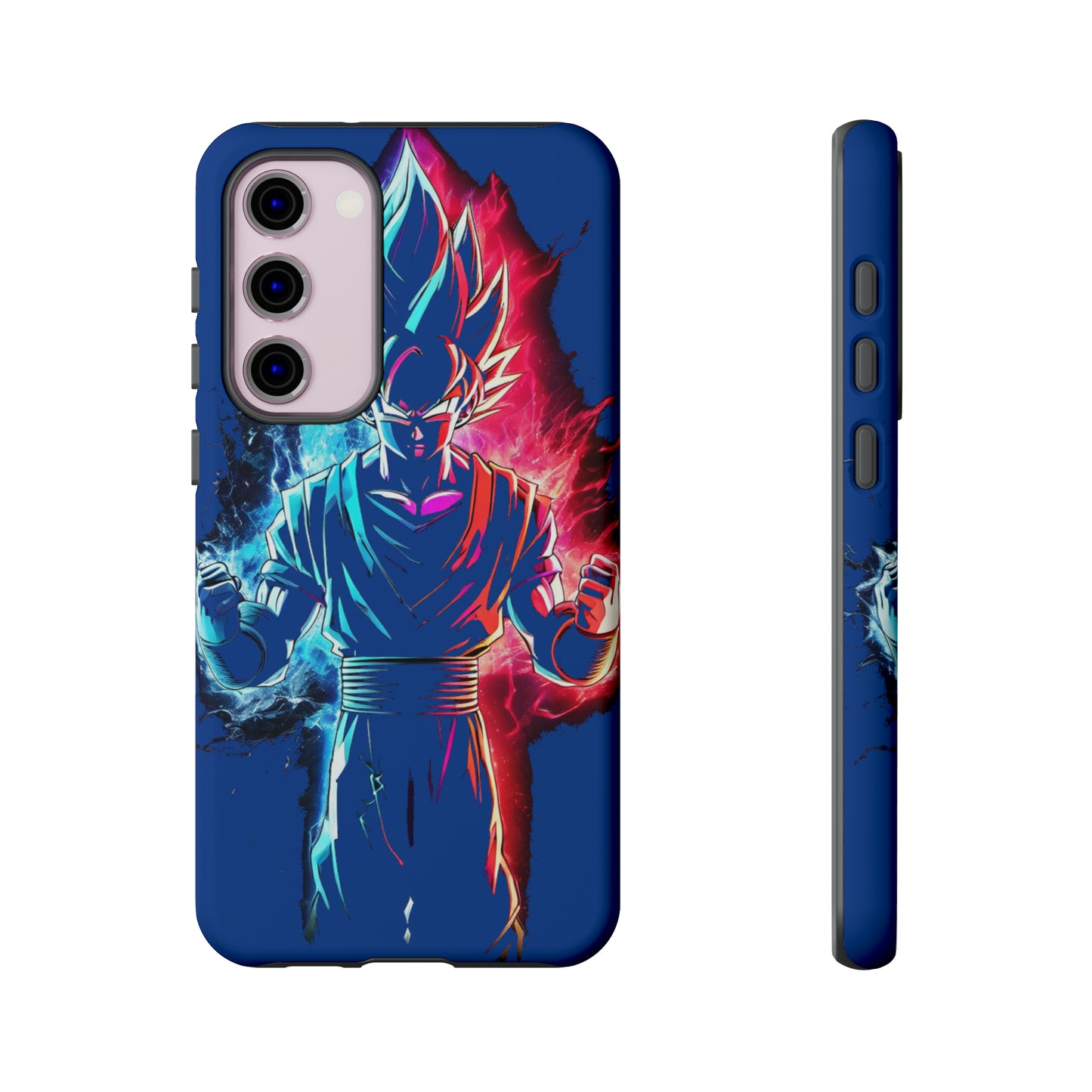 FANMADE Dragon Ball Z Goku Red/Blue Flame Phone Case [BLUE VERSION] (iPhone, Google Pixel, Samsung)