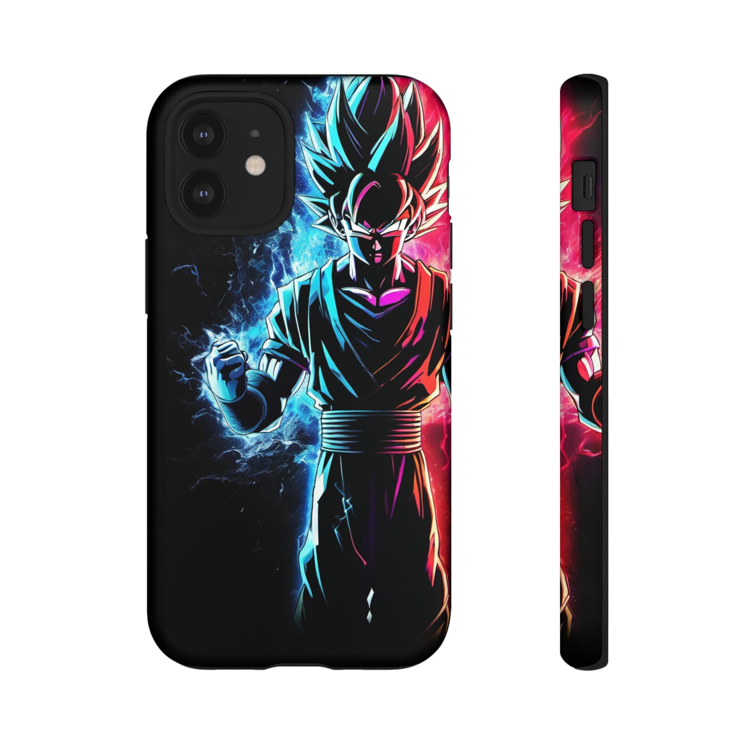 FANMADE Dragon Ball Z Goku Red/Blue Flame Phone Case [BLACK VERSION 2] (iPhone, Samsung)