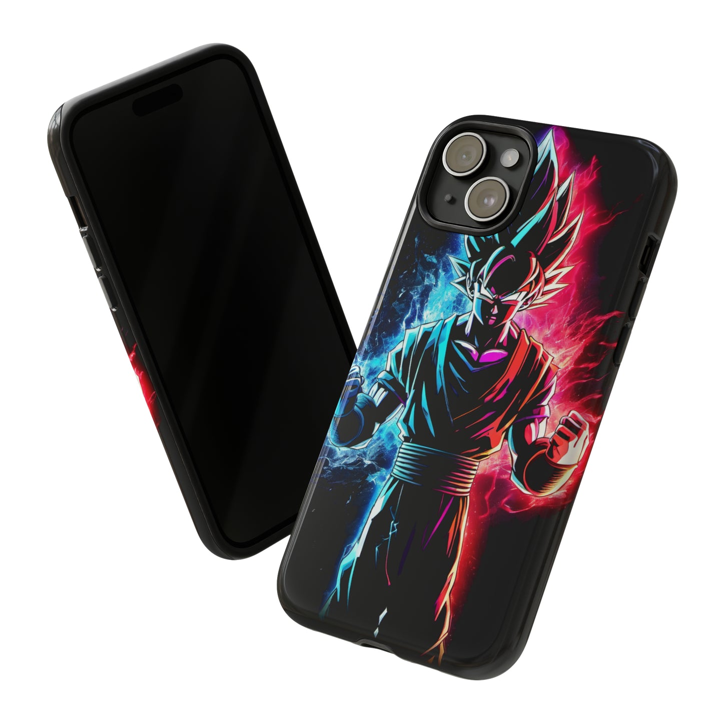 FANMADE Dragon Ball Z Goku Red/Blue Flame Phone Case [BLACK VERSION] (iPhone, Google Pixel, Samsung)