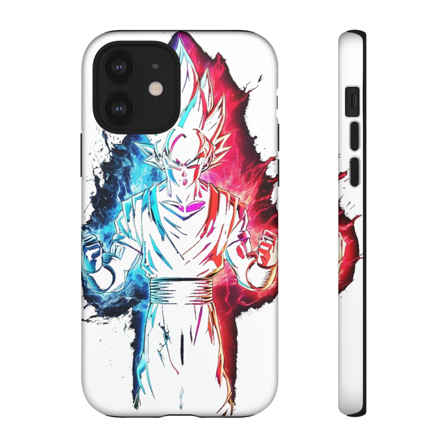 FANMADE Dragon Ball Z Goku Red/Blue Flame Phone Case [WHITE VERSION] (iPhone, Google Pixel, Samsung)