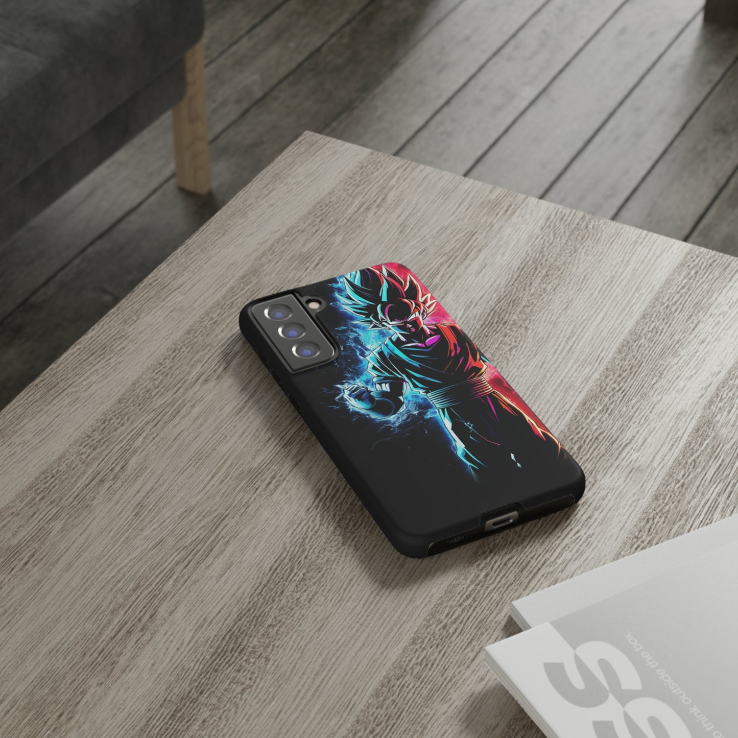 FANMADE Dragon Ball Z Goku Red/Blue Flame Phone Case [BLACK VERSION 2] (iPhone, Samsung)