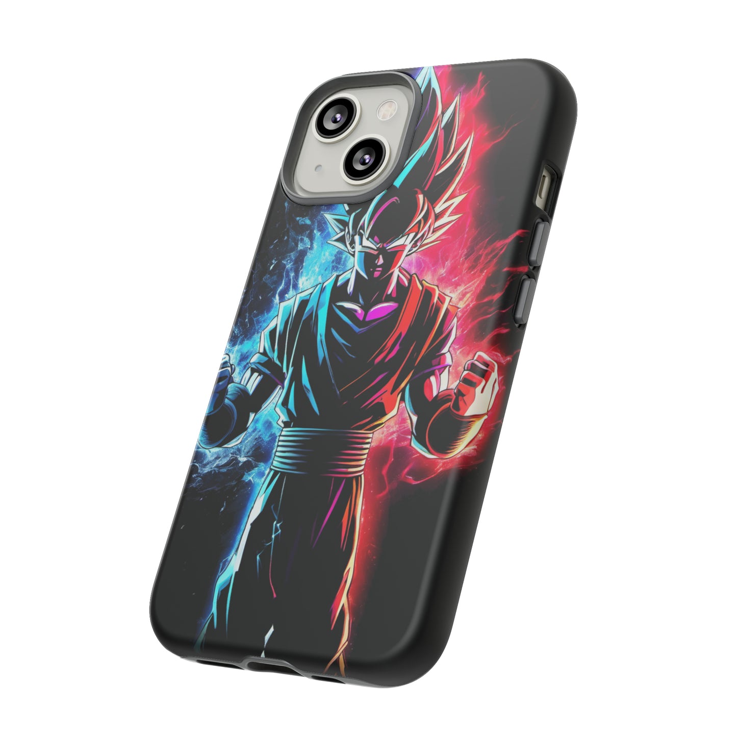 FANMADE Dragon Ball Z Goku Red/Blue Flame Phone Case [BLACK VERSION] (iPhone, Google Pixel, Samsung)