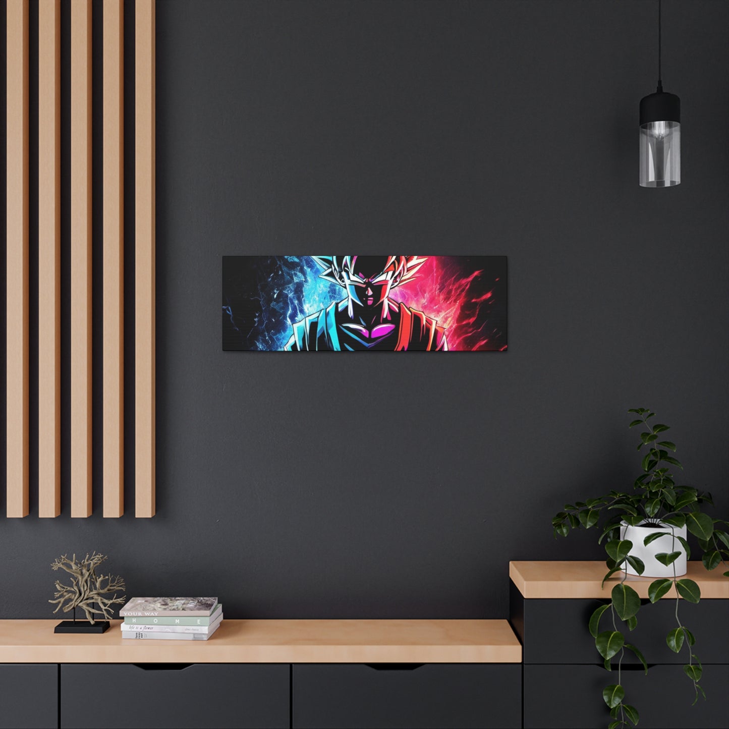 FANMADE Dragon Ball Z Goku Red/Blue Flame Canvas