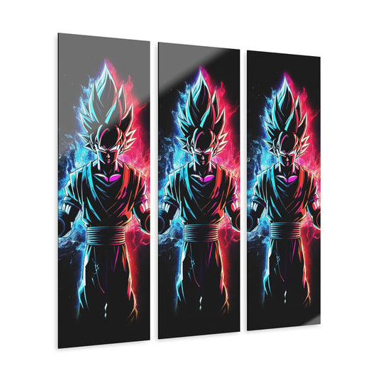 FANMADE Dragon Ball Z Goku Red/Blue Flame Acrylic (Vertical & Horizontal)