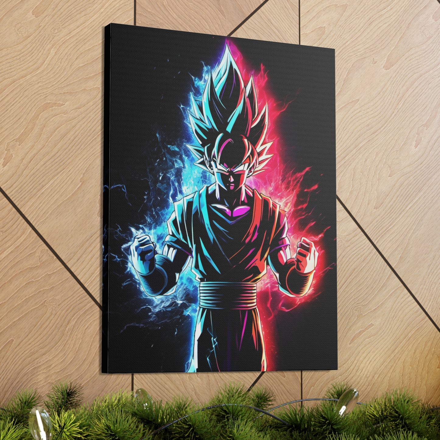 FANMADE Dragon Ball Z Goku Red/Blue Flame Canvas