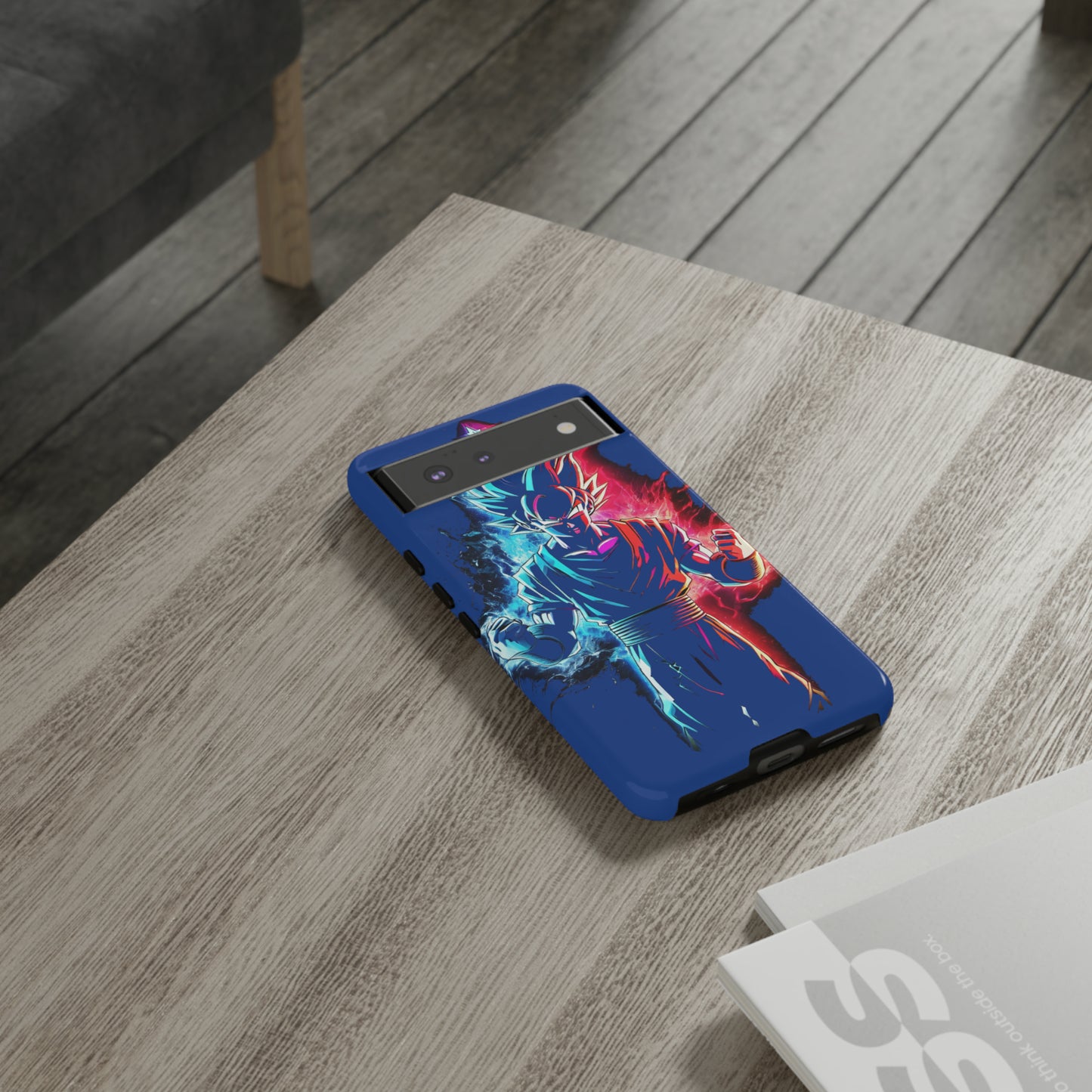 FANMADE Dragon Ball Z Goku Red/Blue Flame Phone Case [BLUE VERSION] (iPhone, Google Pixel, Samsung)